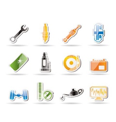 Simple car parts and services icons vector image