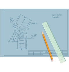 Architect draft pencil and ruler vector image