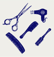 Scissors and Comb for hair vector image
