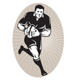 Rugby player wearing all black running with b vector image