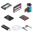 Storage media detailed isometric icon set Storage media detailed isometric icon set vector image