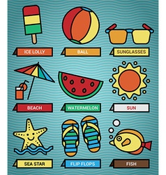 Summer beach icons set vector image