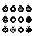 Christmas ball christmas bauble icons set vector image