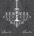 Invitation card with luxury chandelier on floral b vector image