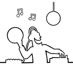 Disc jockey playing a record vector image