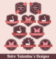 Retro valentine labels vector image