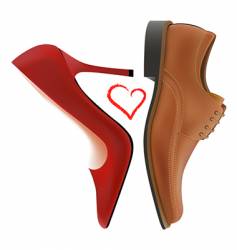 Love between shoes vector image