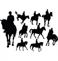 Horse rider silhouettes Horse rider silhouettes vector image