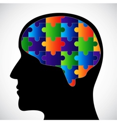 Silhouette with brain vector image