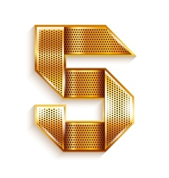 Number metal gold ribbon - 5 - five vector image