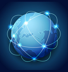 Abstract earth with planetary ring design network vector image