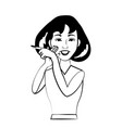Woman comic outline vector image