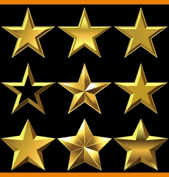 Set of golden shiny stars bulk vector image