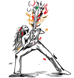 Rocker guitarist bass solo vector image