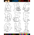 Cartoon Alphabet with Animals for coloring Cartoon Alphabet with Animals for coloring vector image
