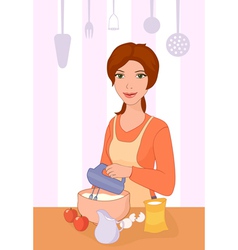 Girl cooking vector image