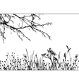 Grass tree silhouette details are separated vector image