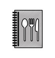Recipe book with cutlery kitchen vector image