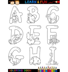 Cartoon Alphabet with Animals for coloring vector image