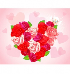 Roses heart card vector image