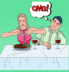 Woman taking photo of food pop art vector image
