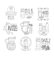 Best Organic Milk Product Set Of Hand Drawn Black vector image