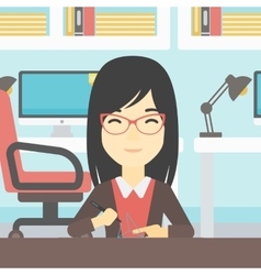 Woman using three D pen vector image