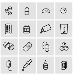 Line pills icon set vector image