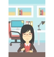 Woman using three D pen vector image