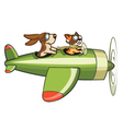 Cat and Dog Flying Plane vector image