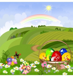 Easter clearing with a basket vector image