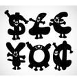 Currency symbol doodles vector image