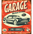 Grunge retro car service sign vector image