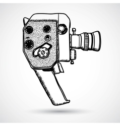 Doodle Vintage movie camera vector image