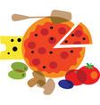 Pizza and ingredients vector image
