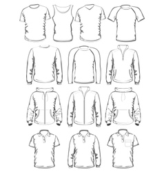 Collection of men clothes outline templates vector image