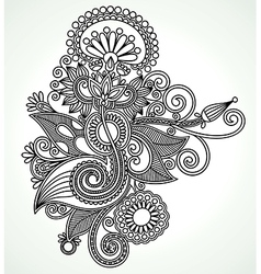 Hand draw line art ornate flower design Ukrainian vector image