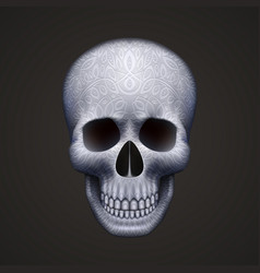 Human skull isolated on black with ornament Human skull isolated on black with ornament vector image