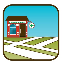 Icon of pharmacy with street map vector image