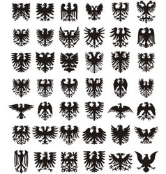 Heraldic eagles silhouettes set vector image