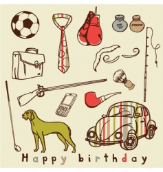 Men stuff greeting card vector image