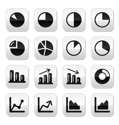 Chart graph black buttons set for infographics vector image