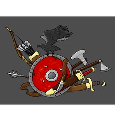 Shield medieval hand drawing vector image