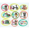 Cute colorful cartoon alphabet from A to H vector image
