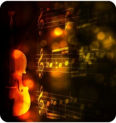 Vintage violin silhouette with note vector image
