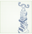 Schoolgirl sitting on the heap of books vector image