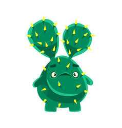 Cute cactus with a troubled face cartoon emotions vector image