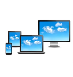Cloud computing concept Set of computer devices vector image