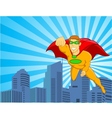 Superhero flying over city vector image