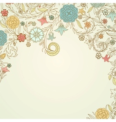 Vintage background with doodle flowers vector image